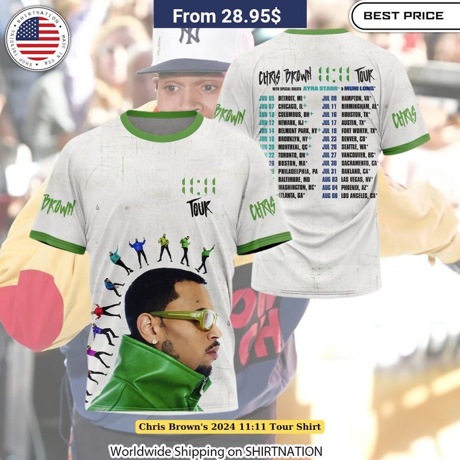 Chris Brown's 2024 11:11 Tour Shirt Trendy concert outfit