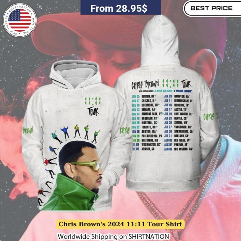 Chris Brown's 2024 11:11 Tour Shirt Comfortable everyday wear