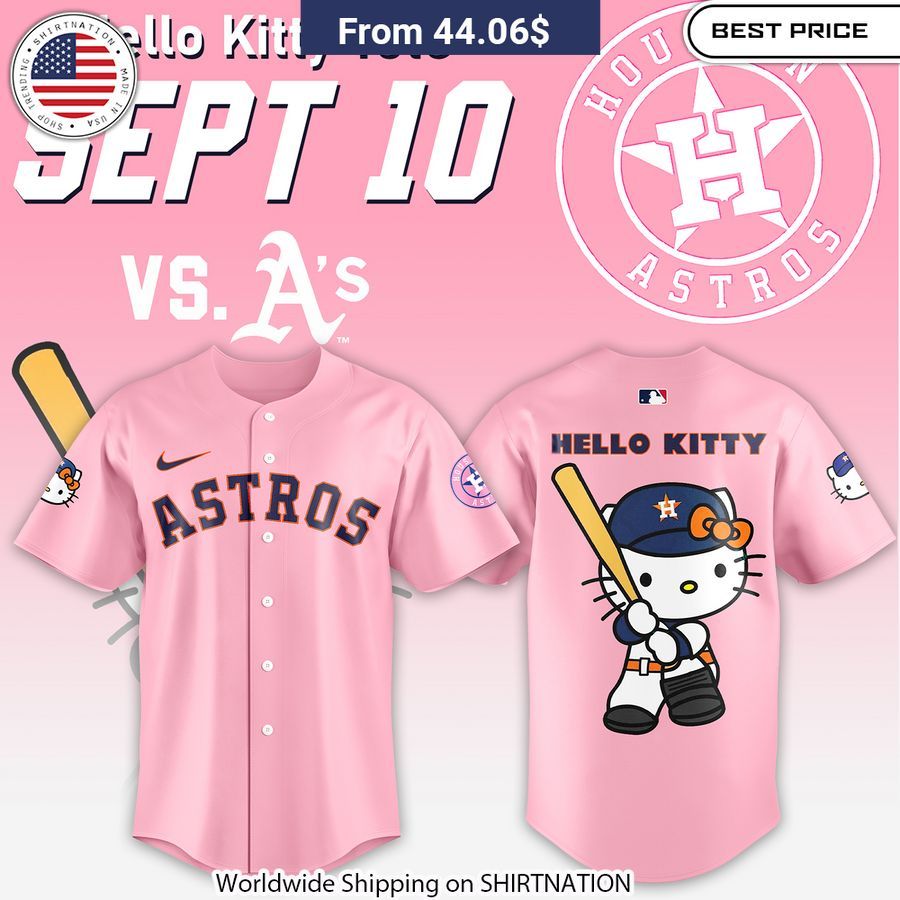 HOT Houston Astros Hello Kitty Baseball Jersey Durable construction