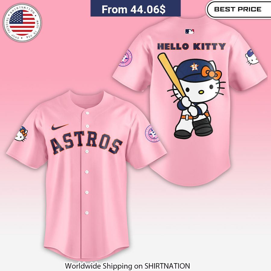 HOT Houston Astros Hello Kitty Baseball Jersey Studious look