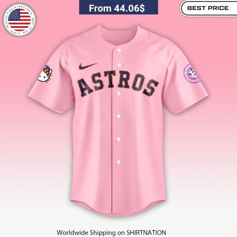 HOT Houston Astros Hello Kitty Baseball Jersey Comfortable fit