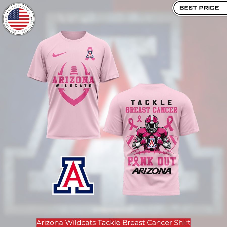 Arizona Wildcats Tackle Breast Cancer Shirt , bold slogan, symbolizing breast cancer awareness