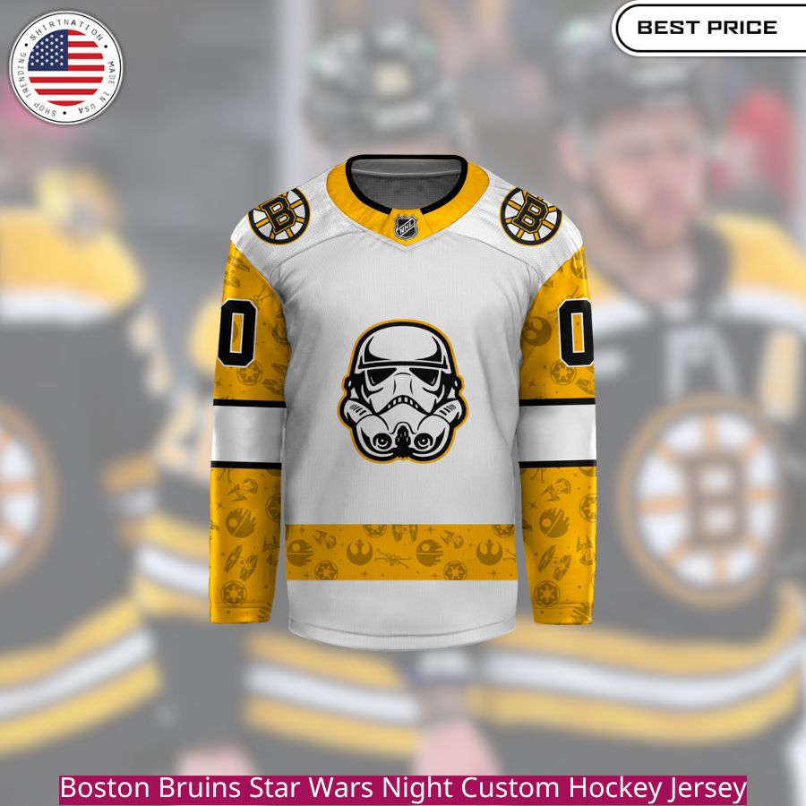 Boston Bruins Star Wars Night Custom Hockey Jersey black and gold colors, perfect for fans