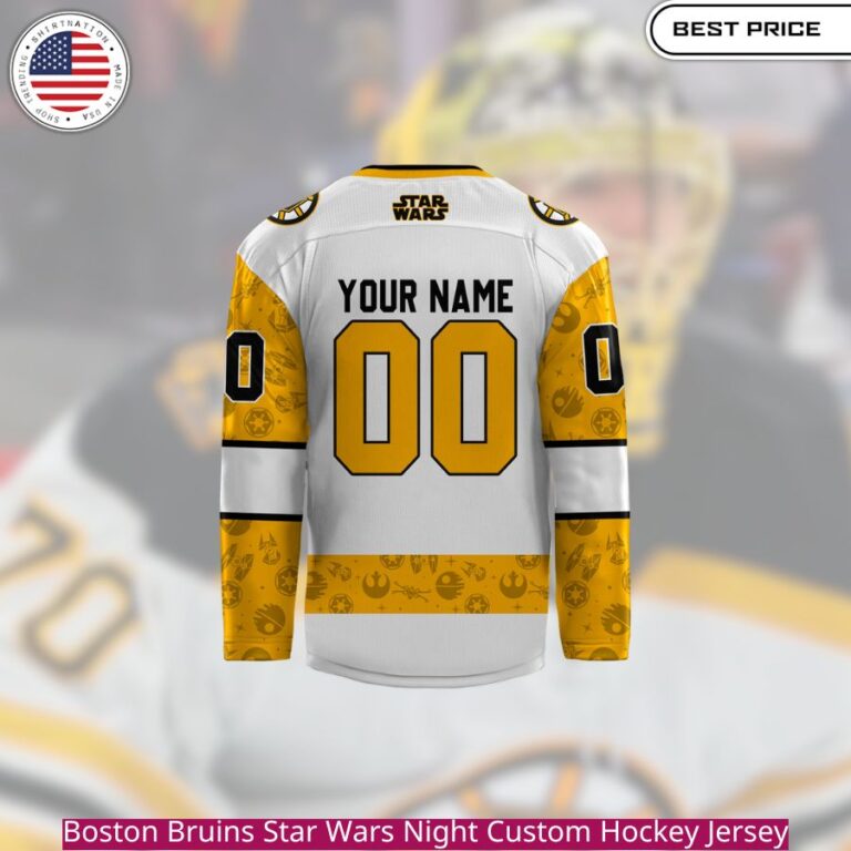 Boston Bruins Star Wars Night Custom Hockey Jersey black and gold colors, perfect for fans