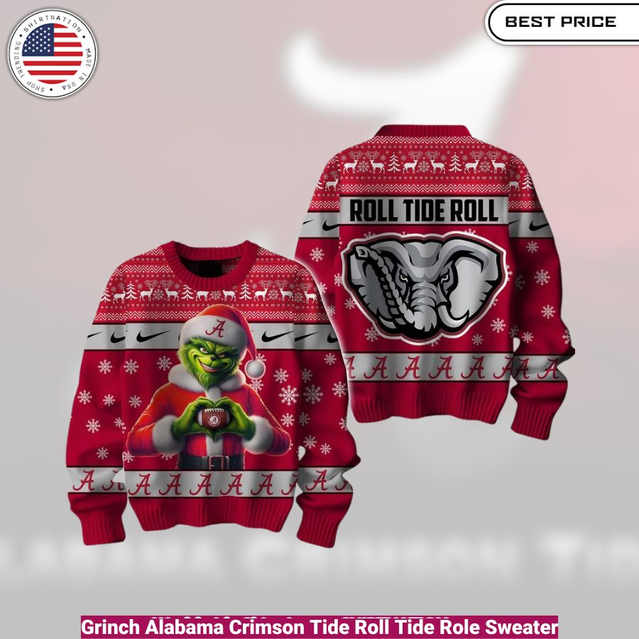 Grinch Alabama Crimson Tide Roll Tide Role Sweater - cozy, fashionable, versatile