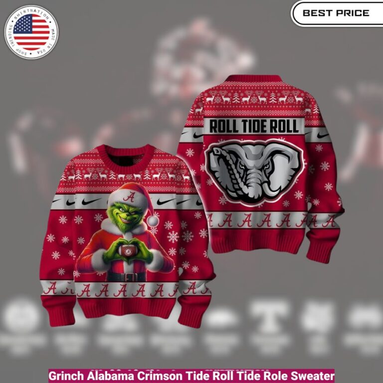 Grinch Alabama Crimson Tide Roll Tide Role Sweater - cozy, fashionable, versatile