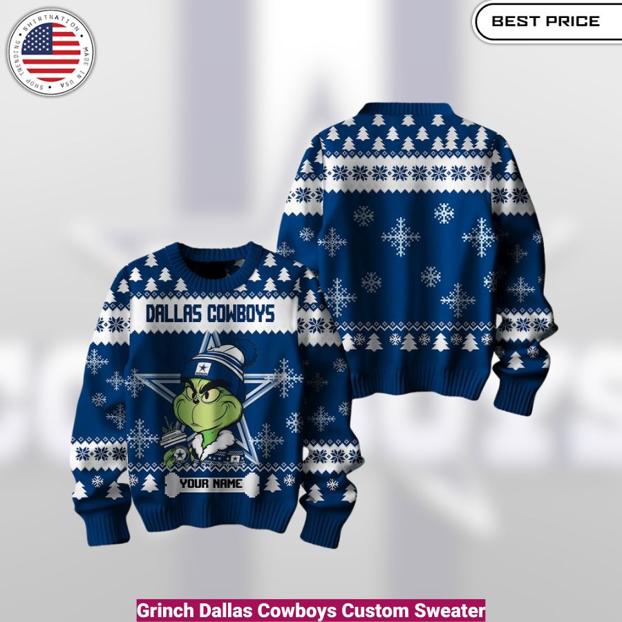 Grinch Dallas Cowboys Custom Sweater- cozy, fashionable, versatile