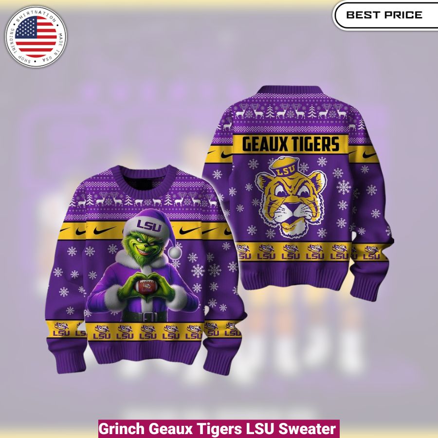 Grinch Geaux Tigers LSU Sweater- cozy, fashionable, versatile