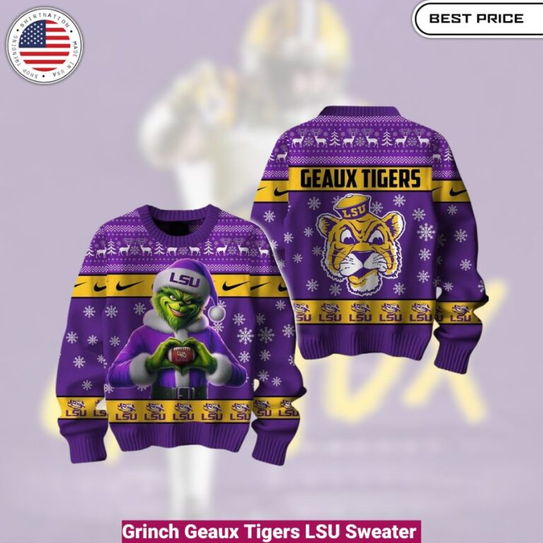 Grinch Geaux Tigers LSU Sweater- cozy, fashionable, versatile