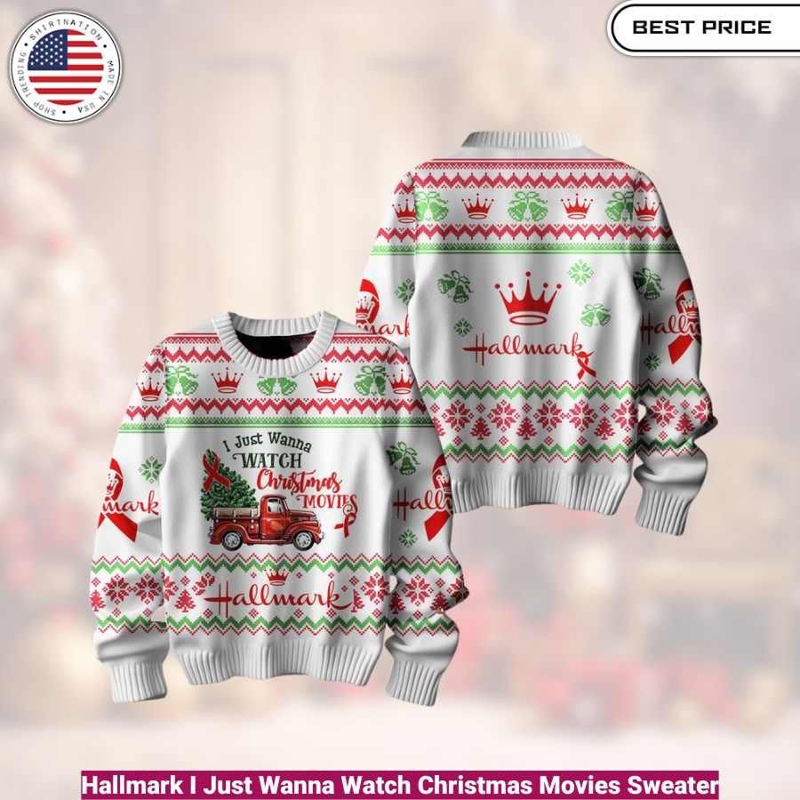 Hallmark I Just Wanna Watch Christmas Movies Sweater- cozy, fashionable, versatile