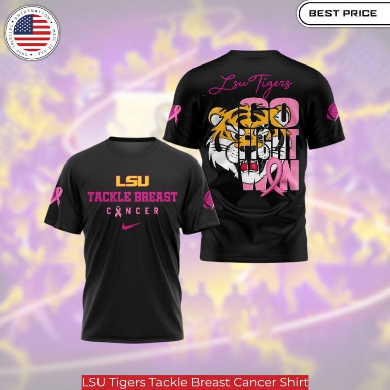 LSU Tigers Tackle Breast Cancer Shirt, the LSU Tigers logo and bold colors.