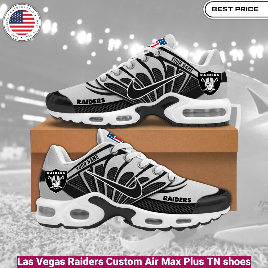 Las Vegas Raiders Custom Air Max Plus TN shoes, fashionable, iconic