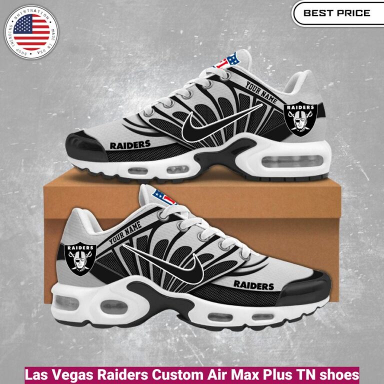 Las Vegas Raiders Custom Air Max Plus TN shoes, fashionable, iconic