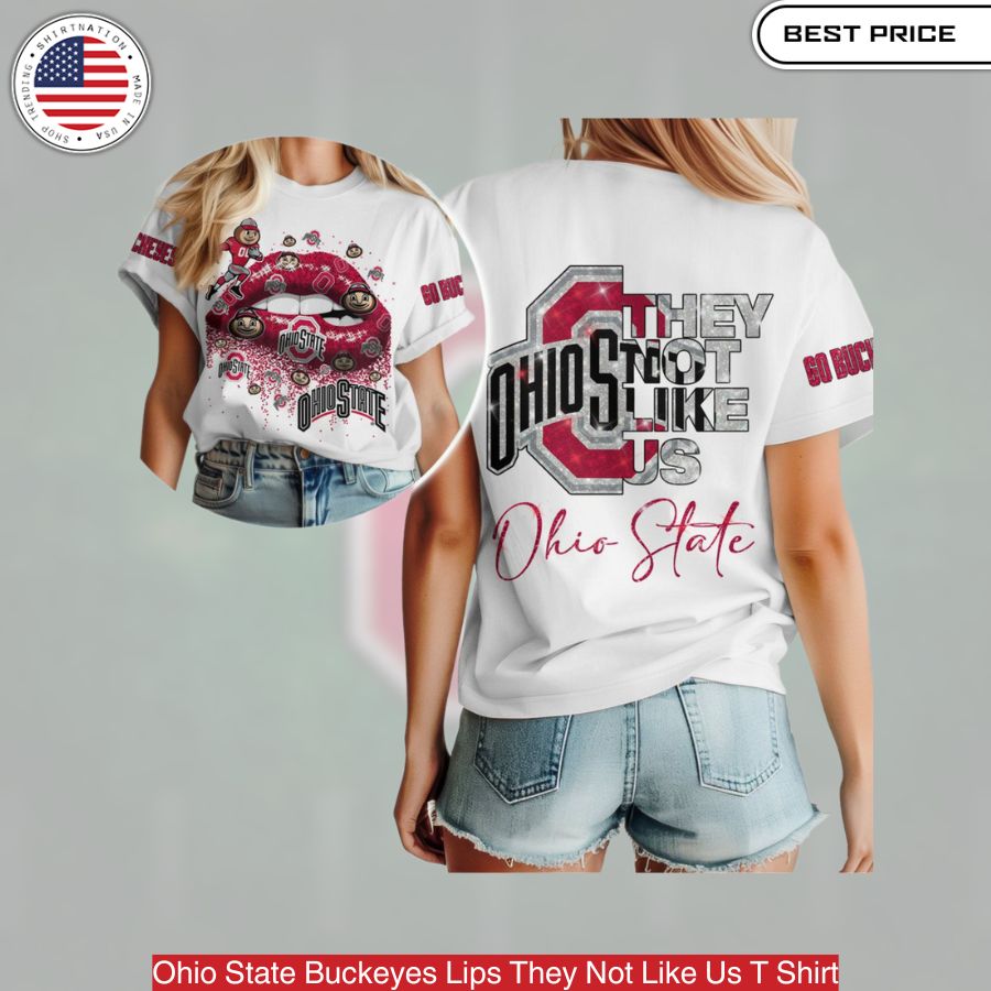 Ohio State Buckeyers Lips They not like us, Scarlet lips silhouette, Buckeyes spirit wear design