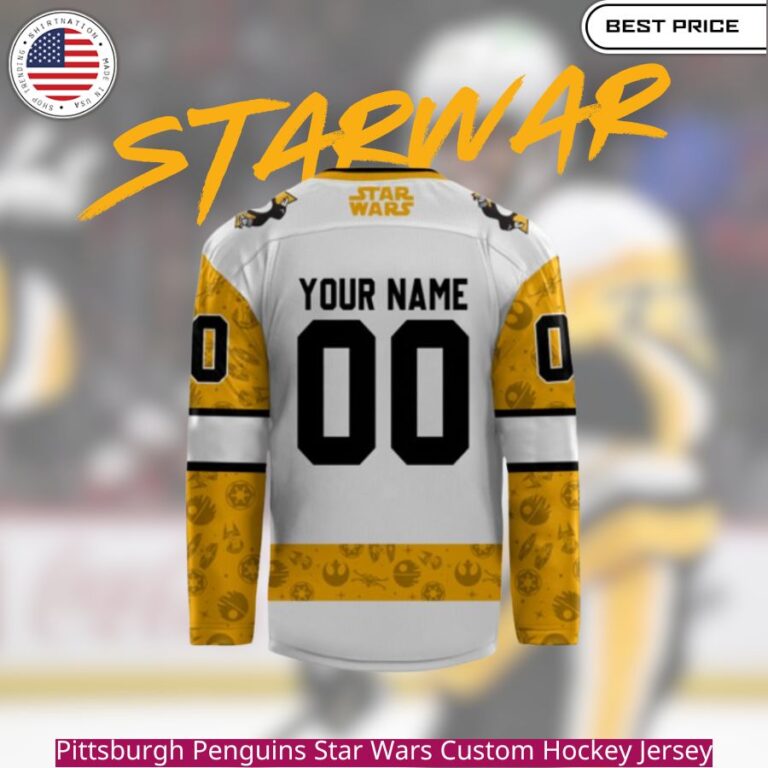 Pittsburgh Penguins Star Wars Custom Hockey Jersey black and gold color scheme with a Star Wars theme