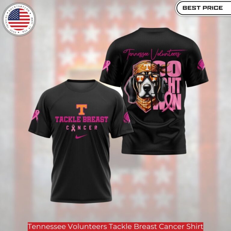 Tennessee Volunteers Tackle Breast Cancer Shirt,the pink ribbon symbol which is widely associated with breast cancer awareness campaigns.