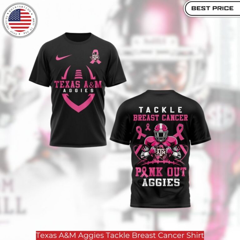 Texas A&M Aggies Tackle Breast Cancer Shirt,Aggies logo on pink ribbon design for breast cancer support