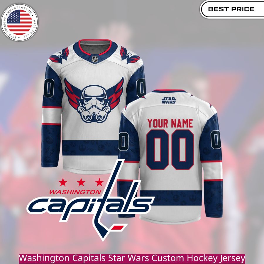 Washington Capitals Star Wars Custom Hockey Jersey red, white, and blue colors with striking graphics