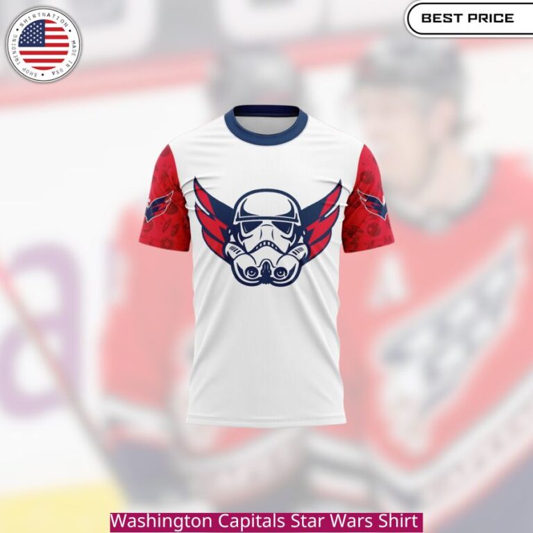 Washington Capitals Star Wars Shirt the team's red, white, and blue colors with iconic Star Wars imagery