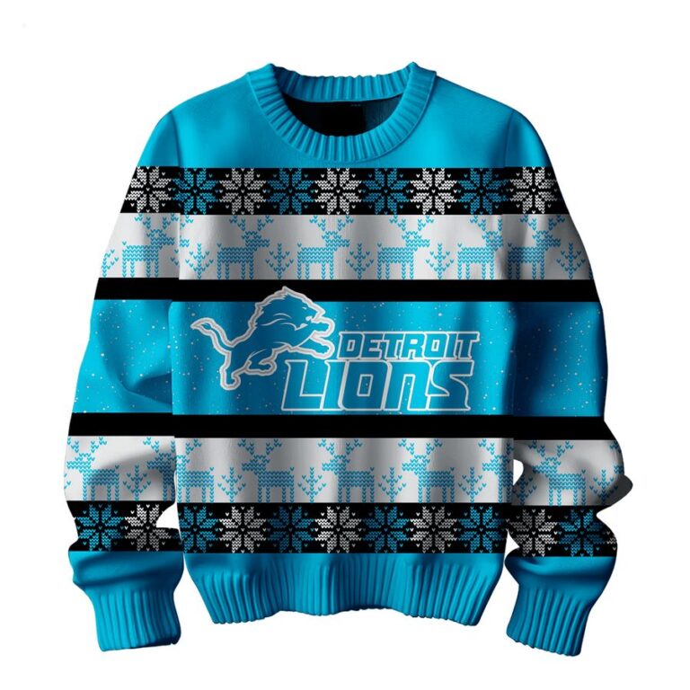 detroit lions they not like us sweater ,fan sweater, blue color.