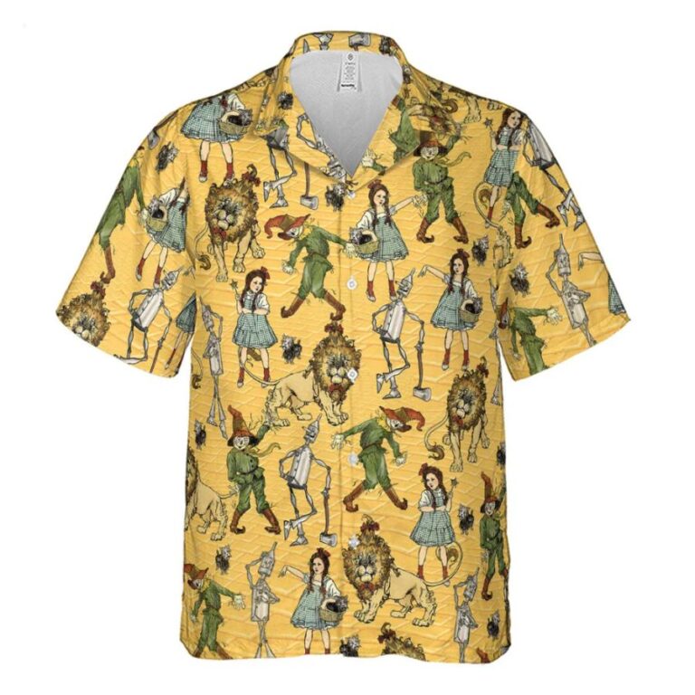 Magic Of Oz Characters Pattern Hawaiian Shirt, yellow, tropical