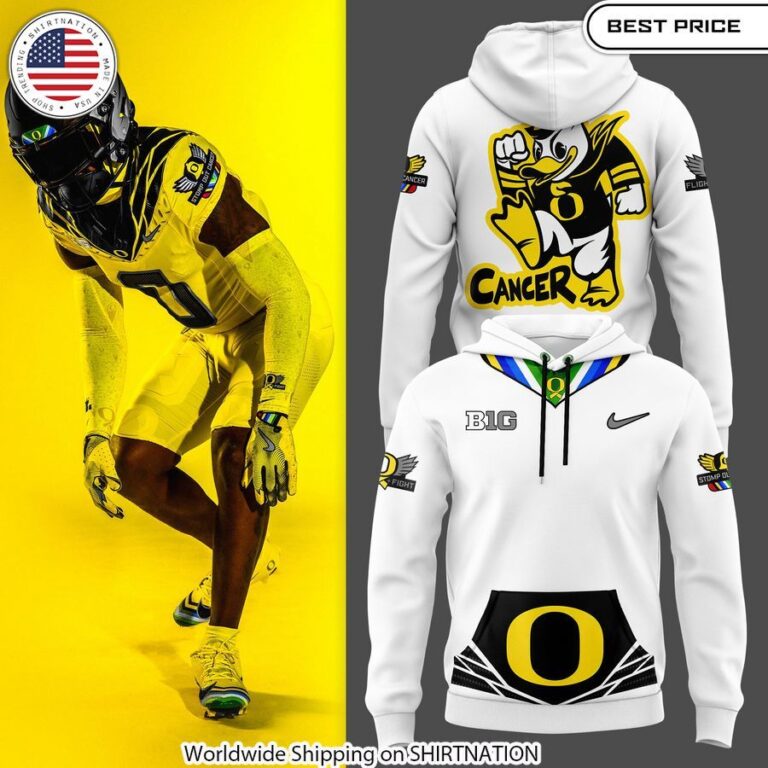 Oregon Ducks Stomp Out Cancer Heroes Hoodie Rocking picture