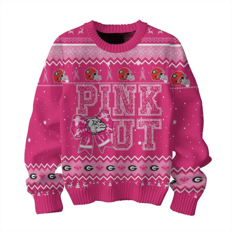 Georgia Bulldogs Pink Out They Not Like Us Sweater, a special 'Pink Out' color scheme, breast cancer awareness