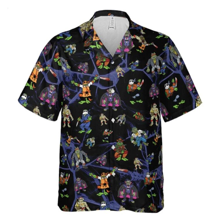 TMNT Universal Monsters And Sewer Hawaiian Shirt a vibrant, colorful pattern.