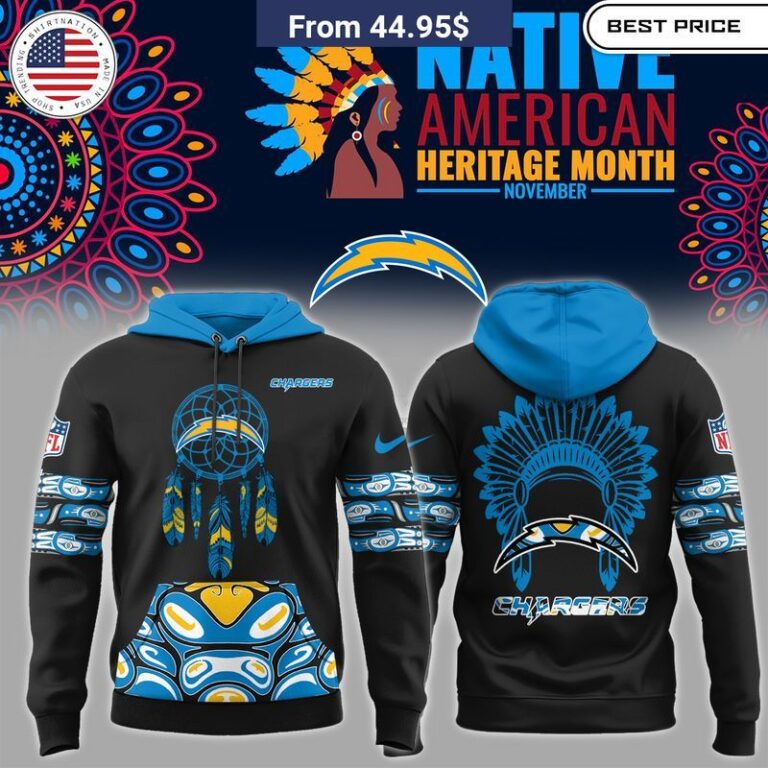 Los Angeles Chargers Native American Heritage Hoodie Natural and awesome